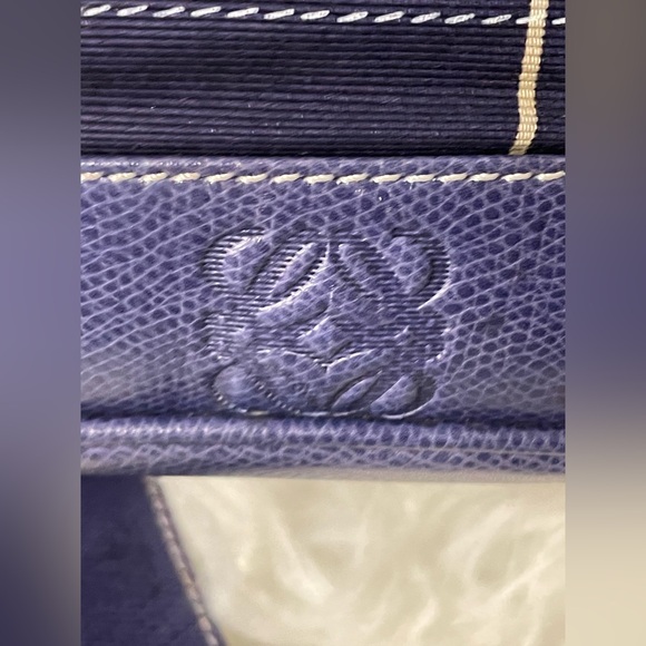 🧁🍯LOEWE Ceramica Sevillana Print Canvas Bag w/Blue Leather Trim - Picture 7 of 13